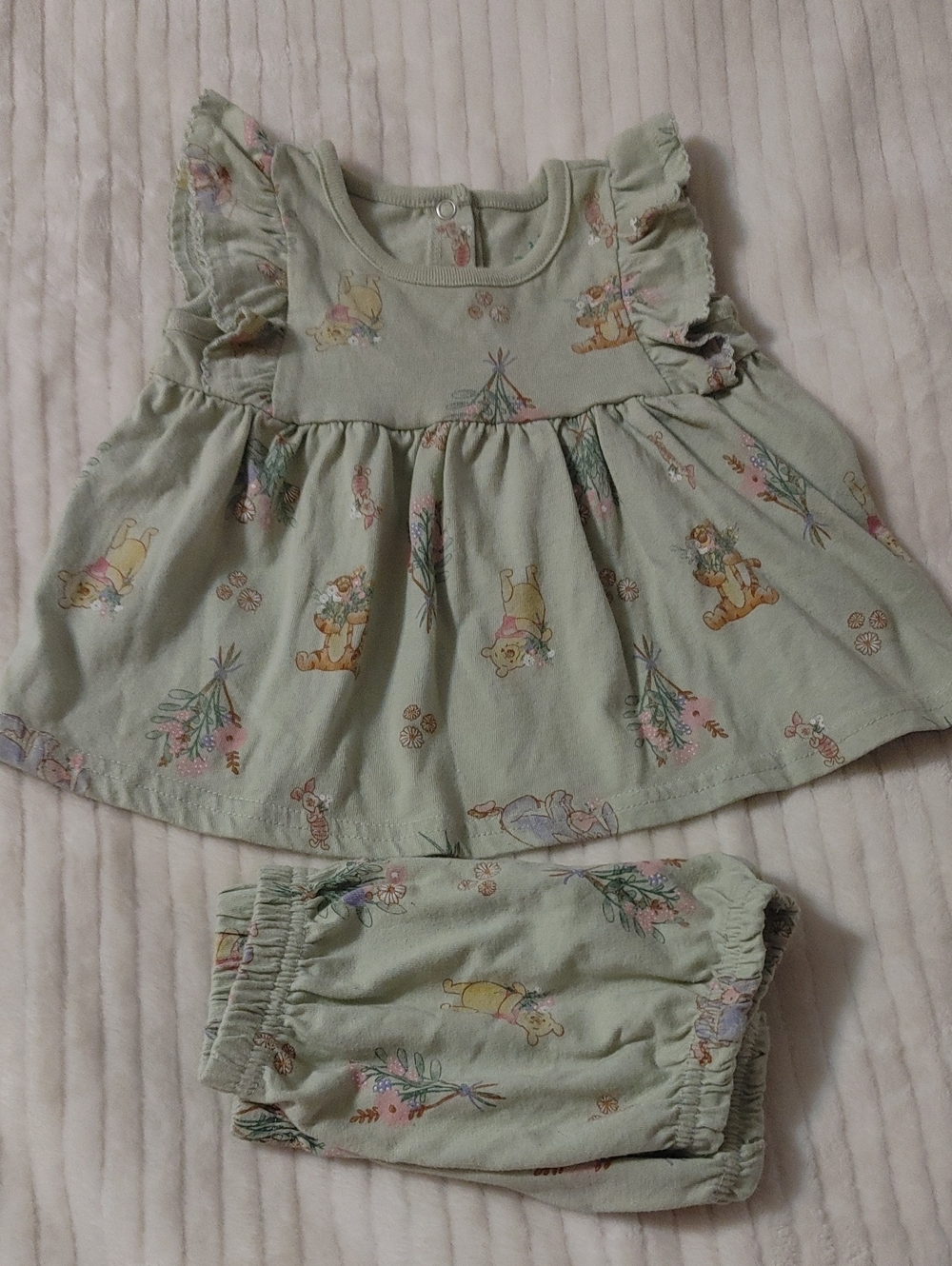 Disney Baby Mint Green Floral Woodland Dress Set